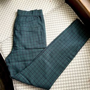 Green checkered ultra high rise stretchy pants